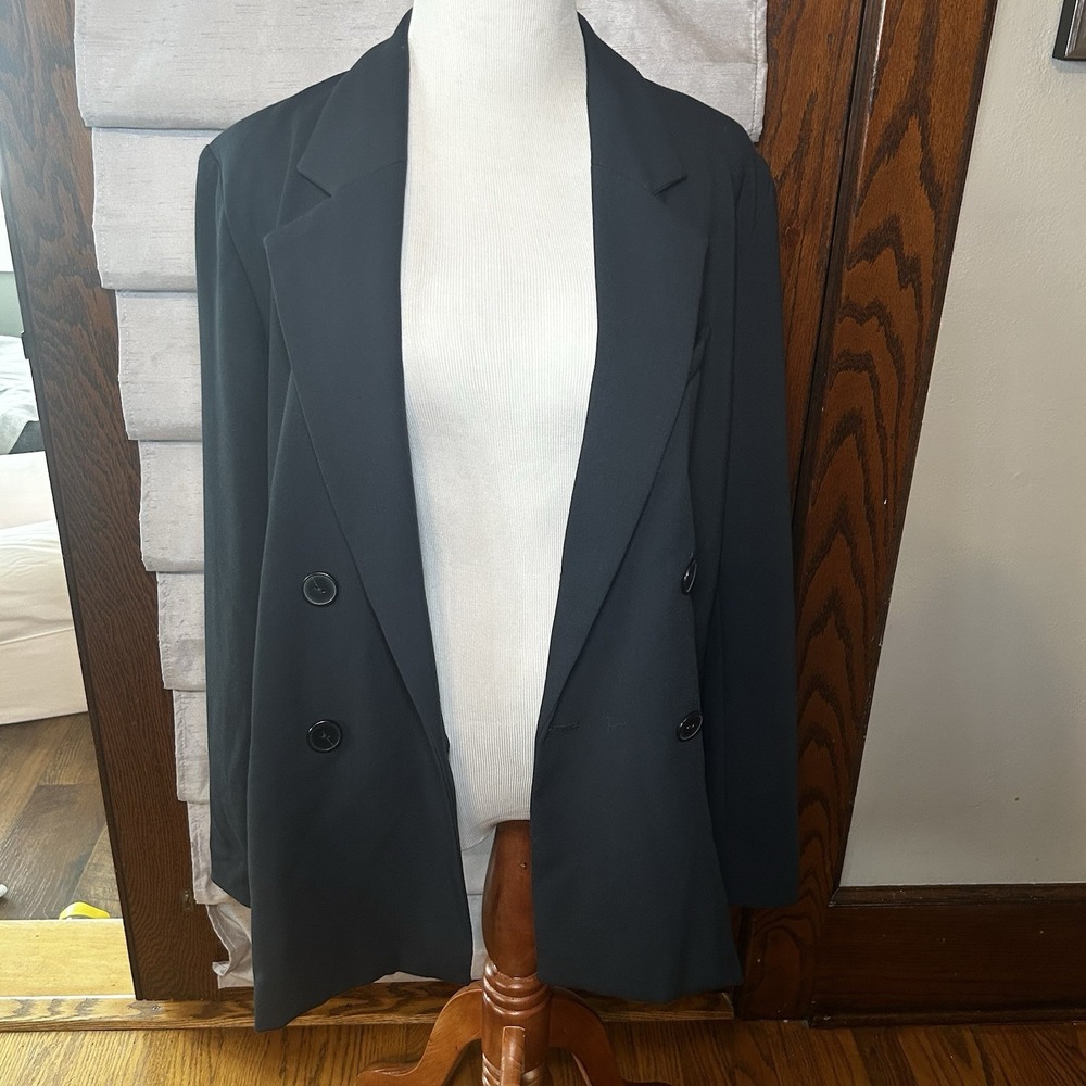 Maeve Anthropologie Double‎ Breasted Dark Navy Blazer Oversized Size 4